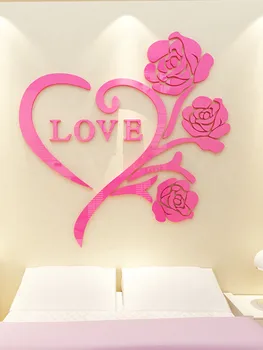 Meilės Rožių Naujas Specialus Pasiūlymas 3d Veidrodis Stickes Kristalų Akrilo Kambario Dekoravimas Sienų Lipdukai Miegamieji, Šiltas, Romantiškas Vestuvių Idėjos
