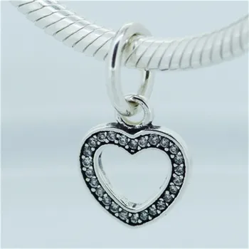 Meilės simbolis Širdies Žavesio 925 Sterlingas Sidabro Aišku, CZ Karoliukai Papuošalai Priėmimo Tinka Pandora Žavesio Apyrankę perles Skatinimo