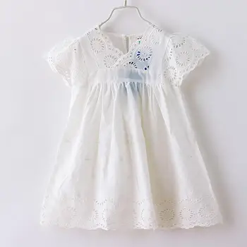 Mergaičių drabužius vasarą 2019 merginos medvilnės nėriniai suknelė vaikams, vaikų drabužiai balti nėriniai princesė korėjos mielas suknelė dydis 100-140