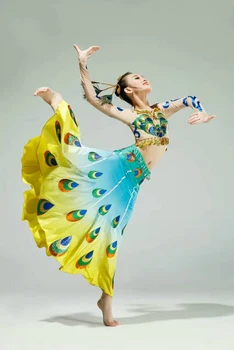 Mergina kokybės naujas šokis ilgas sijonas Dai kostiumas nacionalinės klasikinis kostiumas Gaidžio kostiumas viršuje+sijonas+galvos apdangalai rinkinys