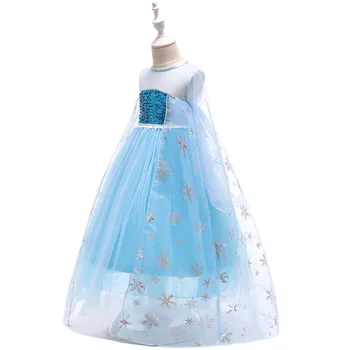 Merginos Elsa Anna Princesė Dress Vaikai Gėlių Kostiumas su Karūna Pirštinės Perukas Sniego Karalienė Elza Helovinas Birthday Party Dress