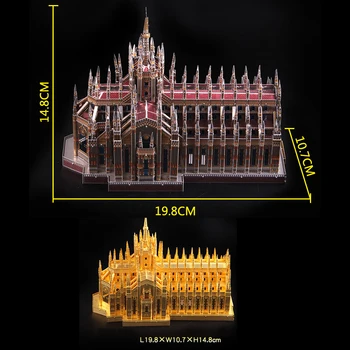 Microworld 3D Metalų Nano Įspūdį Milano Katedra Duomo Gotikos Pastatų Modelių,pjovimas Lazeriu Dėlionės 
