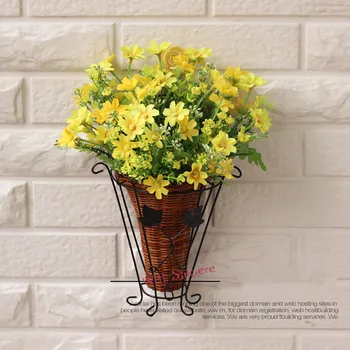Mielas 1 set PE saugojimo rotango vaza + Daisy gėlės, dirbtinių gėlių nustatyti šilko gėlės namų puošybai Gimtadienio Dovana