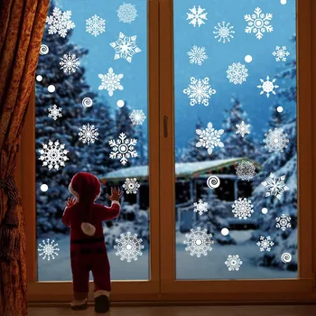 Mielas Kalėdų Snaigės Langą Lipdukai tvirtai laikosi s Papuošalai Kalėdos Žiema, Kalėdų Dieną, Stiklo Dekoras Namuose