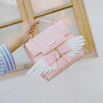 Mielas rožinis petį krepšys mergina sparnus asmenybė laukinių rankinės