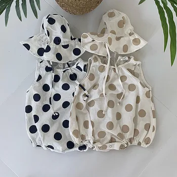 MILANCEL vasaros kūdikių drabužiai cool baby merginos bodysuits lino kūdikių berniukų jumpsuits rankovių dot spausdinti kūdikių apranga