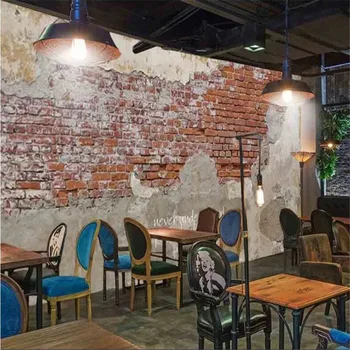 Milofi didelis neaustinių tapetai, freskos retro cemento plytų sienos plytų modelis kavinė KTV restoranas įrankiai fono sienos