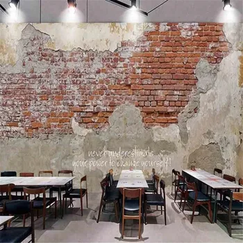 Milofi didelis neaustinių tapetai, freskos retro cemento plytų sienos plytų modelis kavinė KTV restoranas įrankiai fono sienos