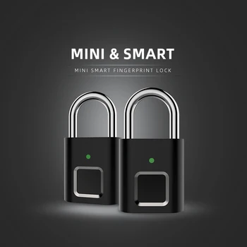 Mini Atrakinti Įkrovimo Smart Užraktas Keyless pirštų Atspaudų Užraktas, Anti-Praslydimo Saugumo Spynos, Durų Bagažo Užraktas mažą dėžutę