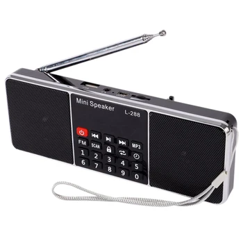 Mini Nešiojamas Įkraunamas Stereo L-288 FM Radijas, Garsiakalbis, LCD Ekranas, Parama TF Kortelė USB Disko MP3 Muzikos Grotuvas Garsiakalbis(Blac