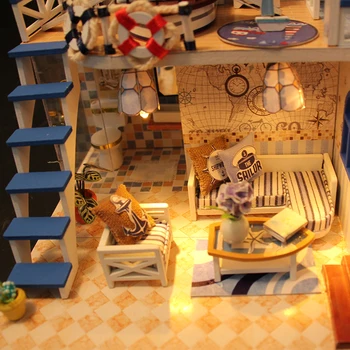 Miniatiūrinės Lėlės Namas Modelį, Mediniai Baldai, Statyba Blokai Žaislai, Gimtadienio Dovanos, BLUE COAST 