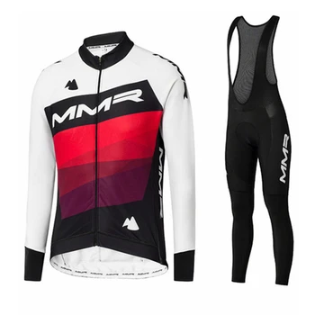 MMR vyrų dviračių džersis žiemą šiltas dviratį vilnos kostiumas ilgomis rankovėmis maillot ciclismo velveteen MTB striukė drabužiai, kelnės, kombinezonai su antkrūtiniais rinkinys