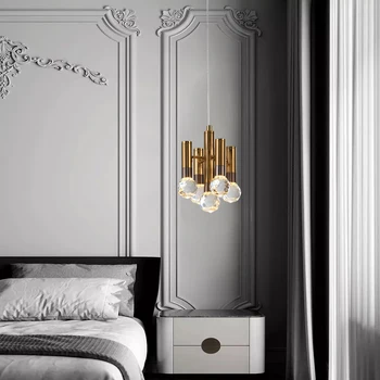 Modern auksinis pakabukas šviesos miegamasis kristalų pakabukas lempa, valgomasis, virtuvės led šviestuvas Retro turėtojas lempos vonios kambarys kristalų žibintai