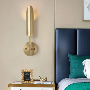 Modren geležies, žalvario sienų apšvietimo lempos, LED miegamojo lovos skaitymo apšvietimas LED sconce paprastas dvigubas aukso šviesa ant sienos
