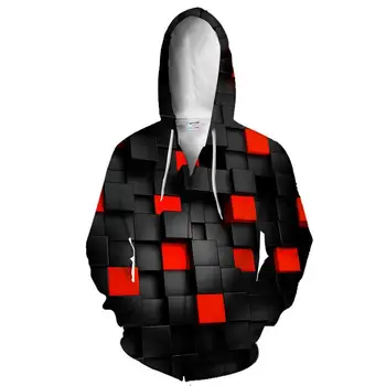 Moletom naujas hoodie vyrų Hoodies Raudonas pledas 3D atspausdintas Palaidinės Hoodies Palaidinės Atsitiktinis Harajuku Stilius Streetwear hip-hop Viršų
