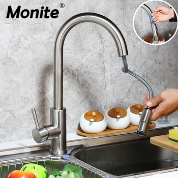 Monite Touch Kontrolės Virtuvės Maišytuvai Nerūdijančio Plieno Smart Jutiklis 2 Būdais Virtuvės Maišytuvas Maišytuvas Virtuvės Išgriauti Kriaukle Bakstelėkite Maišytuvas