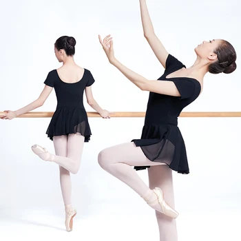 Moterys Baleto triko profesionalių baleto kostiumai juodas suaugusiųjų šokių suknelė medvilnės leotard su šifono sijonas