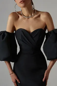 Moterys Vasarą Seksualus Off Peties Sluoksniuotos Rankovėmis Juoda Rausva Midi Suknelė 2020 Elegantiškas Bodycon Elegantiškas Vakaras Šalis Suknelė Vestidos