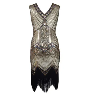 Moterys Šalis Suknelė Skraiste Femme 1920 Great Gatsby Flapper China Pakraštyje Midi Suknelė Vestido Vasaros Art Deco Retro Moterys Šalis Suknelė