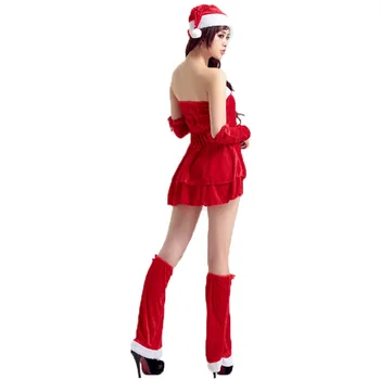 Moterų Cosplay Kalėdų Kostiumas Naujųjų Metų Šokių Sexy Trumpa Raudona Suknelė Nustatyti Suaugusiųjų Stebėjimo Santa Claus Vienodą Moterų Išgalvotas Dėvėti