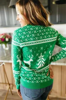 Moterų Kalėdos, Kalėdos Megztinis Mados Moterų Megztinis Megztinis ilgomis Rankovėmis Kalėdos Elniai Spausdinti Puloveris Viršūnes 2020 Naujųjų Metų Megztiniai