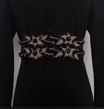 Moterų mados kilimo ir tūpimo tako deimantų zawalcowany elastinga Cummerbunds moteriška Suknelė Korsetai Juostos Diržai apdailos platus diržas R1696