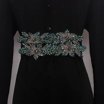 Moterų mados kilimo ir tūpimo tako deimantų zawalcowany elastinga Cummerbunds moteriška Suknelė Korsetai Juostos Diržai apdailos platus diržas R1696