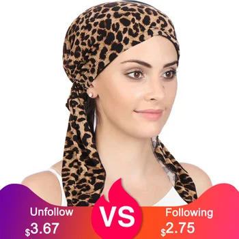Moterų Mados Leopard Skarelė Medvilnės Spausdinti Šilkiniai Turbaną Skrybėlės Chemo Satino Pamušalu Iš Anksto Susieta Apdangalai, Plaukų Wrap Hijab Bandana Kepurės