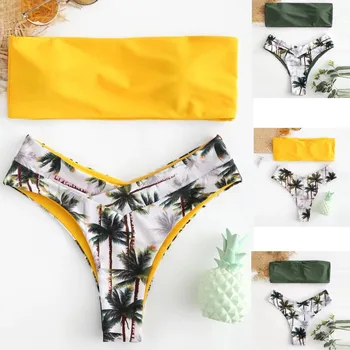 Moterų maudymosi kostiumėlį 2020 m Plaukimo Kostiumas Seksualus Bikini maudymosi kostiumėlį, maudymosi Kostiumėliai, Gėlių Spausdinti Bikini Komplektas Plaukti Dviejų dalių Maudymosi Paplūdimio Kostiumas
