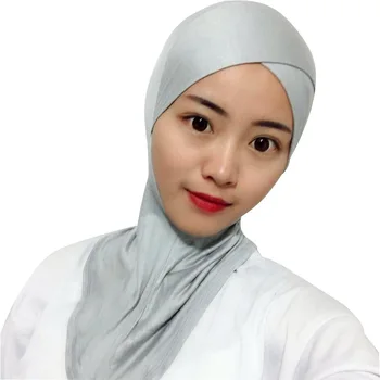 Moterų Medvilnės Visiškai Padengti Vidinį Hijab Kepurės musulmonų turbaną islamo pagal šalikas crossover kepurės
