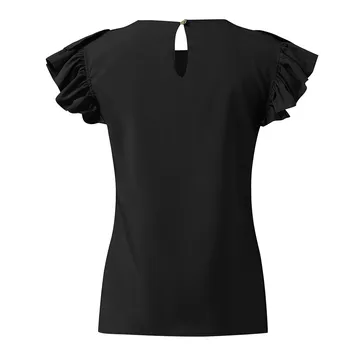 Moterų Palaidinė Trumpos Pynimas Rankovės O-kaklo Tunika Palaidinė Atostogų Paprasto Marškinėliai Mados Blusas Mujer De Moda 2021 Plius Dydžio Palaidinė