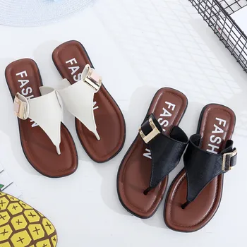Moterų Sandalai, Šlepetės Vasaros Namo Lauko Stilingas Atsitiktinis Paplūdimio Įrašą Toe Flat Fifo Batai Butas batai Šlepetės #35
