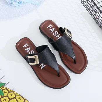 Moterų Sandalai, Šlepetės Vasaros Namo Lauko Stilingas Atsitiktinis Paplūdimio Įrašą Toe Flat Fifo Batai Butas batai Šlepetės #35