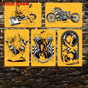 Motociklo Derliaus Metalo Alavo Ženklai Namų Bar Pub Garažas Dekoratyvinės Plokštės Dekoracijos Sienų Lipdukai Geležies Meno Plakatas N230