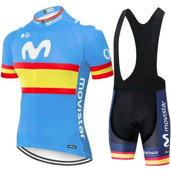Movistar dviračių džersis pro komandos Bike Šortai Komplektas Quick Dry Lyno Mens Pro Cycling Culotte maillot cycliste pro 2020 m.