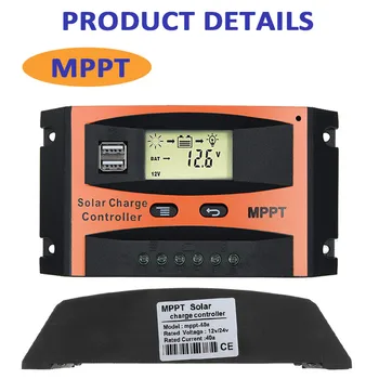 MPPT 30A/40A/50A/60A 12V 24V Auto Saulės Įkrovimo Valdiklis USB Dual LCD Ekrano Valdikliai, Saulės Elementų Skydelis Reguliatorius