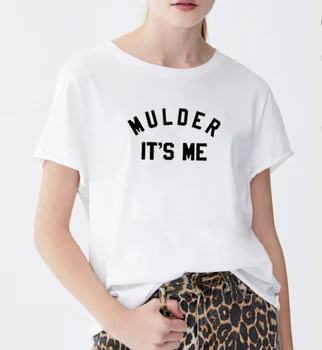 Mulder, Tai Man Spausdinti Vasaros T-shirt Moterims, O-kaklo Medvilnės trumpomis Rankovėmis Mados Juokinga T Marškinėliai Moterims Laisvi marškinėliai Femme