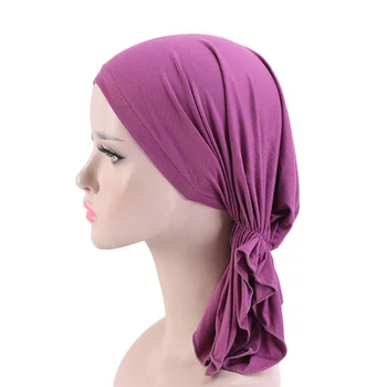Musulmonų Moterys Modalinio Ir Medvilnės Elastinga Turbaną Bžūp Galvos Wrap Pirate Hat Vėžio Bandanna Bžūp Doorag Chemo Plaukų Slinkimas Padengti Kepuraitė Šalikas