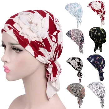 Musulmonų Ruožas Turbaną Skrybėlę Chemo Cap Plaukų Slinkimas Moterims, Apvyniokite Galvą Žiemos Skarelė variklio Dangčio Šalikas Hijabs Bžūp femme Wrap Vadovas