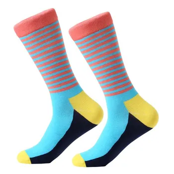 MYORED nauja vyriškos kojinės spalvinga šukuotos medvilnės įgulos Žakardinės kojinės dryžuotas kelio aukštos kojinės žmogus, verslo priežastinis suknelė