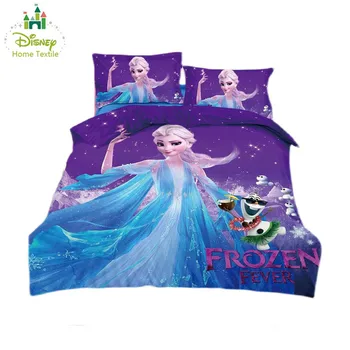 Mėlyna violetinė Užšaldyti Elsa princesė patalynės vieno dydžio antklodė antklode padengti nustatyti poliesterio audinio 400TC 2-4 VNT lova užvalkalai 3d modelis