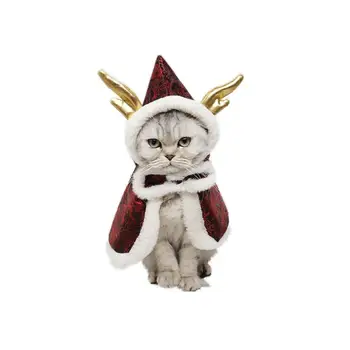 NACOCO Kačių Kalėdų Apsiaustu su Drakono Ragas Kepurės, Kalėdų Senio Kostiumas Mažoms Katėms, Šunims