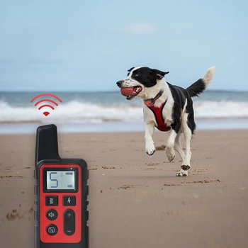 Naminių gyvūnų, Šunų Mokymo Apykaklės Elektros Smūgio garso Anti-Žievė Nuotolinio Rainproof Įkrovimo LCD maži dideli šunys mokymo priedai
