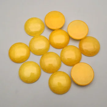 Natūralus geltonasis akmuo, apvalus 12-50Pcs/daug žavesio 25mm cabochon karoliukai papuošalai mados Žiedas priedai, didmeninė ne skylė mados
