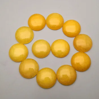 Natūralus geltonasis akmuo, apvalus 12-50Pcs/daug žavesio 25mm cabochon karoliukai papuošalai mados Žiedas priedai, didmeninė ne skylė mados