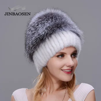 Nauja, moterų žiemos rusijos kailių mados tikro kailio kepurę audinės kailiniai natūralaus lapės megzti vilnos slidinėjimo kepurę šiltas ausų apsaugos kelionės skrybėlę
