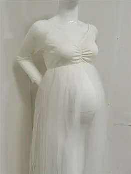 Nauja Motinystės Suknelės Fotografijos Rekvizitai Shoulderless Nėštumo Ilga Suknelė Nėščioms Moterims Maxi Suknelė Kūdikių Dušai Fotosesijas