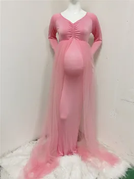 Nauja Motinystės Suknelės Fotografijos Rekvizitai Shoulderless Nėštumo Ilga Suknelė Nėščioms Moterims Maxi Suknelė Kūdikių Dušai Fotosesijas