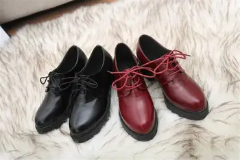 Nauja Rudens Batai Moterims Atsitiktinis Nėriniai-up Red Oxford Batai Moterų odiniai batai Batai Mujer Plius size35-40