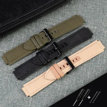 Nauja stiliaus drobės watchband T-imex T2N721 TW2T76300 76500 išgaubti sąsaja dirželis 24*16mm armygreen juoda riešo apyrankę